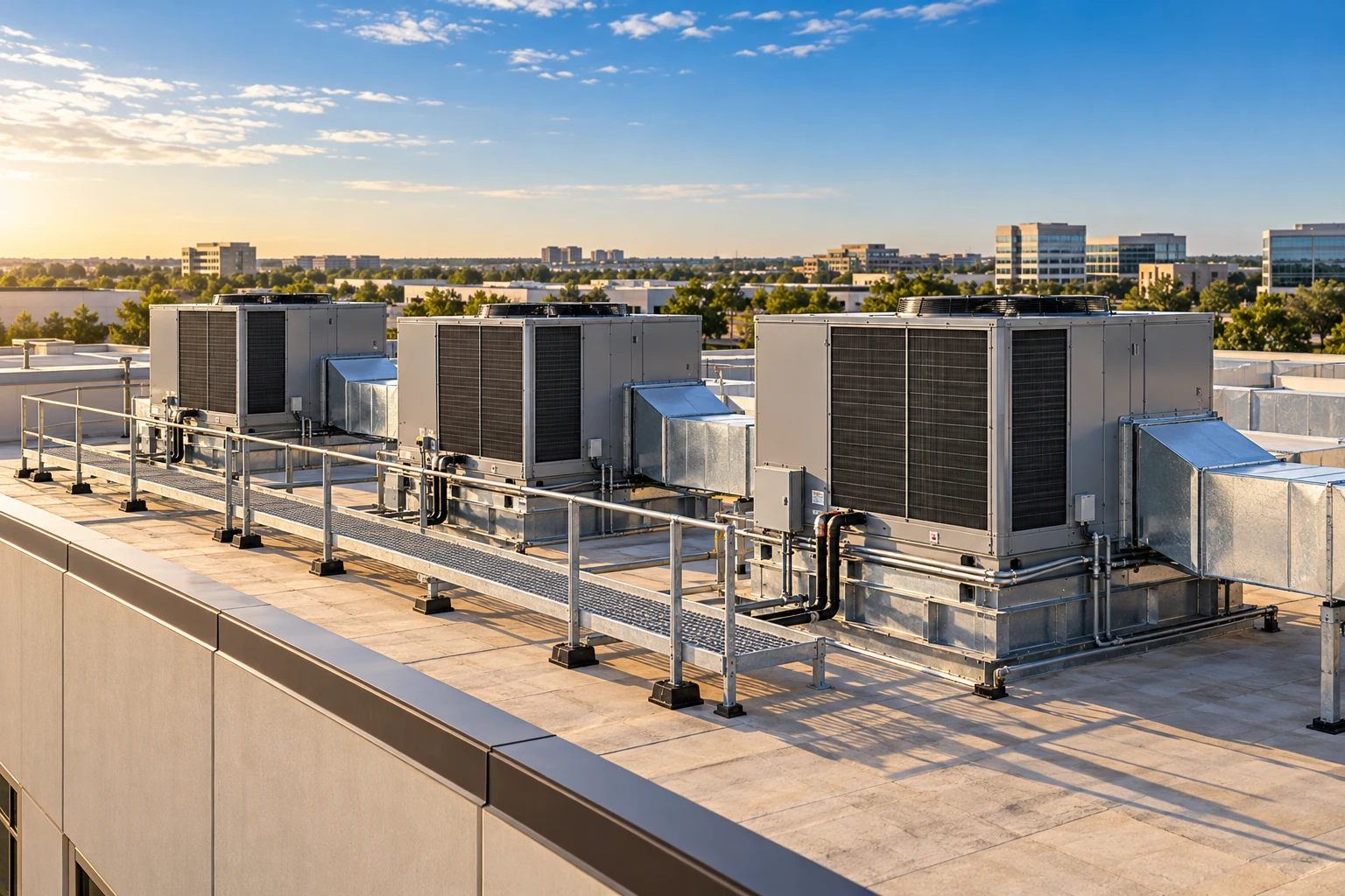AI-generated commercial rooftop HVAC equipment illustration